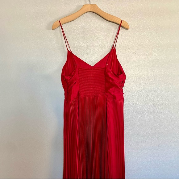WHITE HOUSE + BLACK MARKET Red Gown Mini Pleat Maxi Dress - Picture 4 of 9